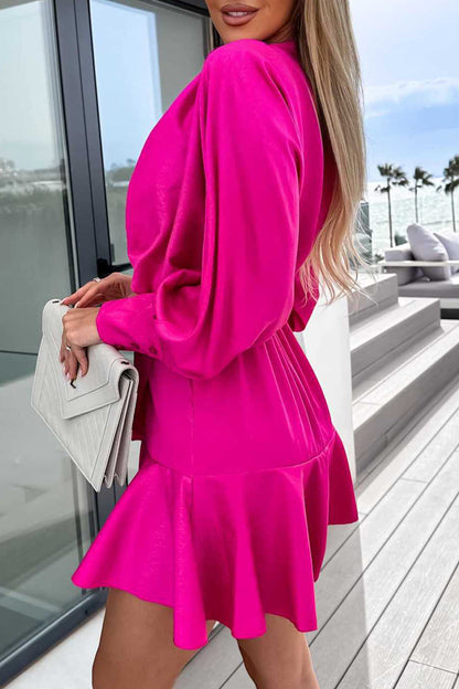 Sweet Elegant Solid Flounce V Neck A Line Dresses