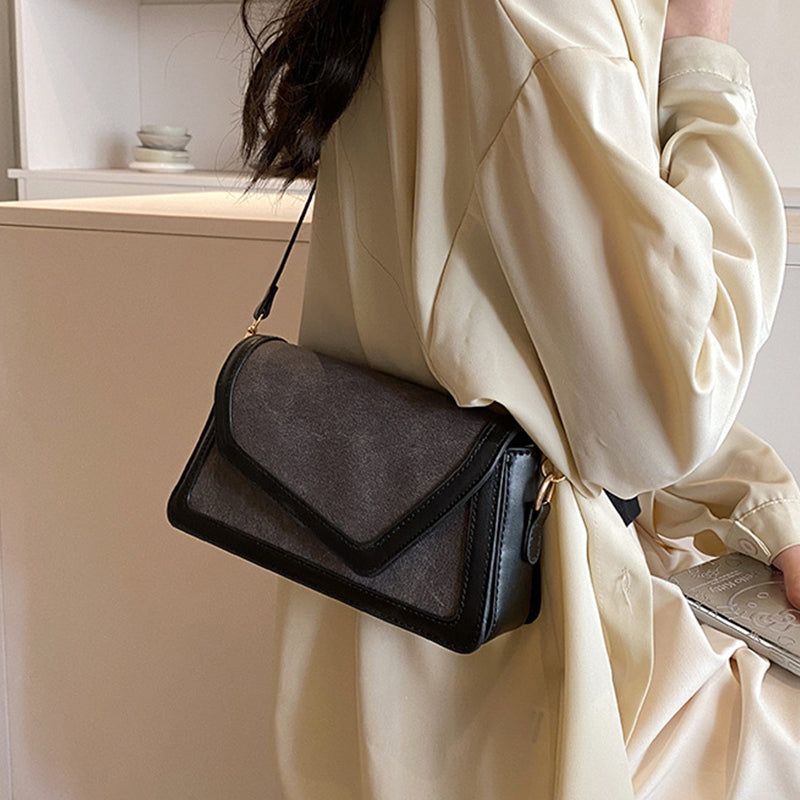 Casual Simplicity Solid Patchwork Contrast Bags